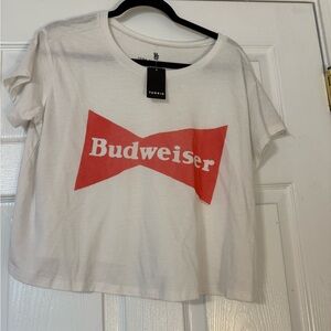 torrid White Short-Sleeve Tee with Red Budweiser Logo